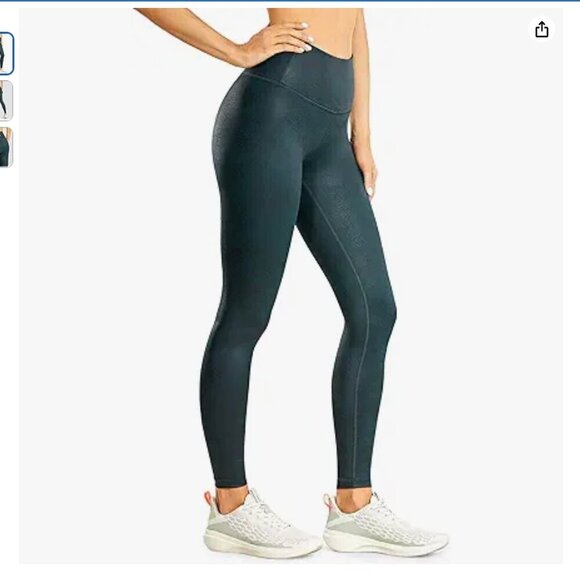 CRZ YOGA Green Matte Faux Leather Leggings "28 SZ XS - Picture 1 of 8